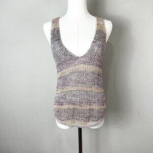Free People We the Free Open Knit Multicolor Deep V-Neck Sweater Vest Size‎ XS